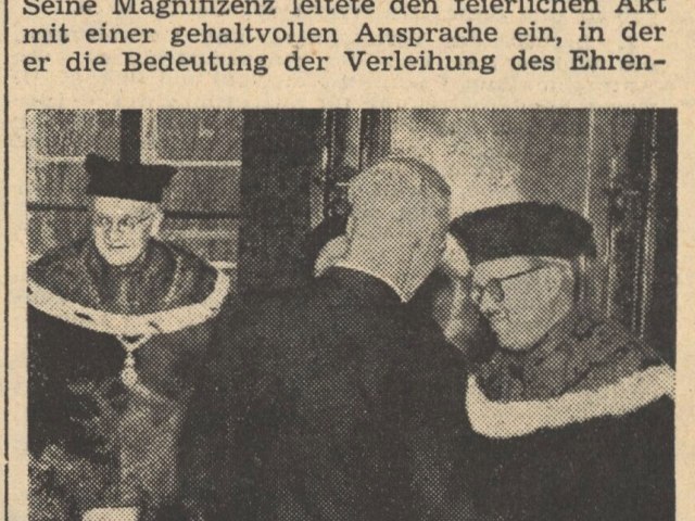Zeitungsbericht: "Prof. Hell Ehrendoktor der Universität Wien", in: Salzburger Landes-Zeitung vom 1. Dezember 1955