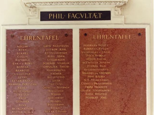 Ehrentafel der Philosophischen Fakultät, Aula der Universität Wien