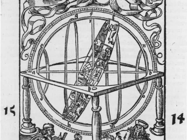 Darstellung zweier Astronomen aus den Tabulae Eclypsium
