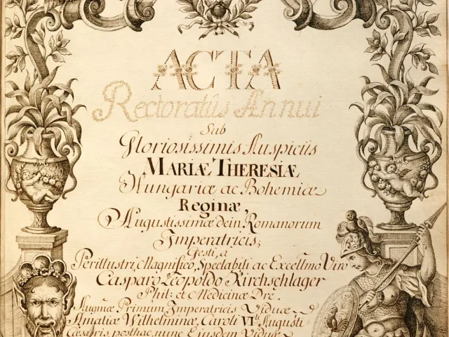 Rektorenblatt von Kaspar Leopold Kirchschlager (Rektor 1744/45, Hofmedikus)