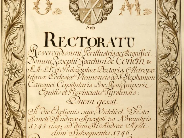 Rektorenblatt von Joseph Joachim von Concin (Rektor 1745/46)