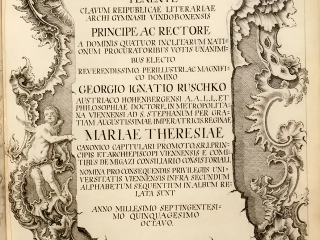 Rektorenblatt von Georg Ignaz Ruschko (Rektor 1757/1758)
