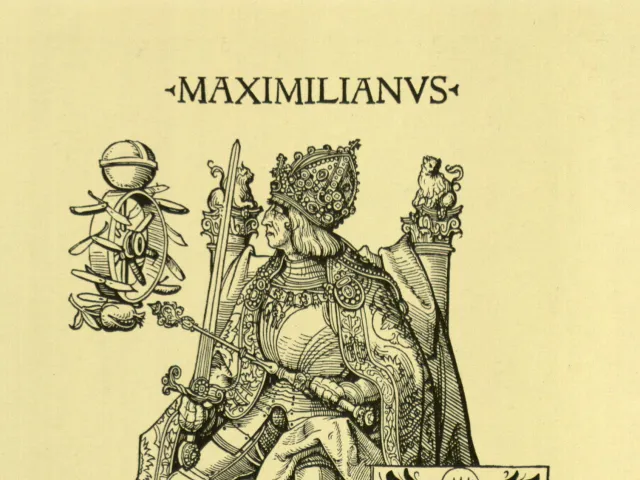 Kaiser Maximilian I. mit Schwert, Szepter und Kaiserkrone