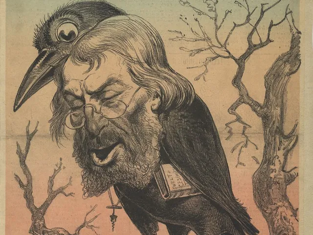 Karikatur von Ottokar Lorenz (1832–1904): „Im grossen, warmen Nest“
