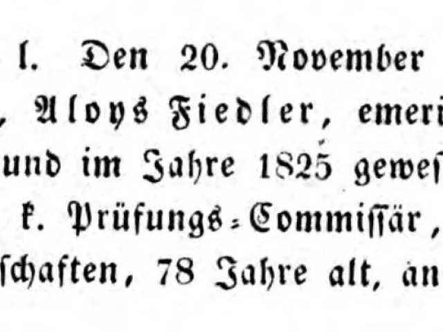 Todesfallmeldung Alois Fiedler, Medizinisch chirurgische Zeitung, 14. Jänner 1841