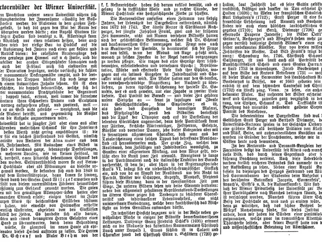 Zeitungsartikel "Die Rectorenbilder der Wiener Universität"