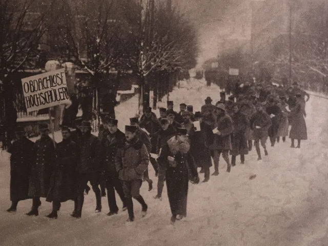 Demonstration obdachloser Hochschüler der Hochschule für Bodenkultur in Währing