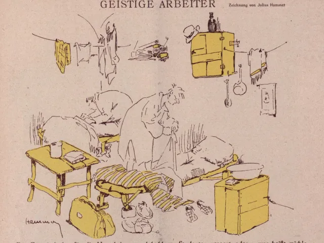 Karikatur: Unterbringung obdachloser Studenten 1925
