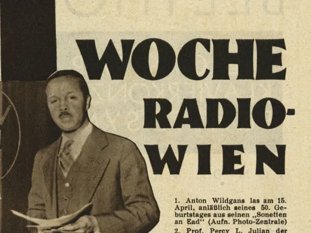 Percy L. Julian bei seinem Radio-Wien-Vortrag, 1931