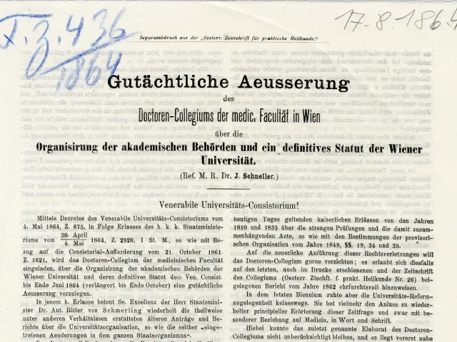Ausschnitt der Gutächtlichen Äußerung des Doktorenkollegiums der Medizinischen Fakultät