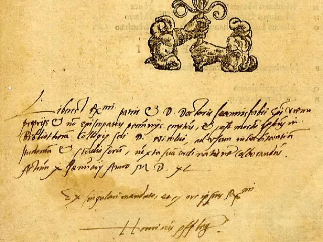 Eigentumsvermerk aus einem Buch des Wiener Bischofs Johann Fabri