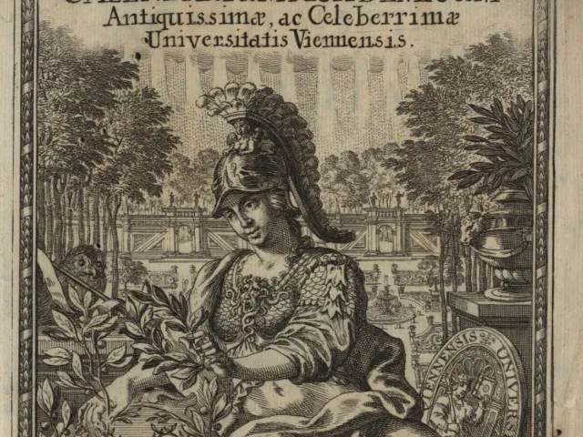 Die antike Göttin Minerva als Allegorie auf die gelehrte Gemeinschaft der Wiener Universität