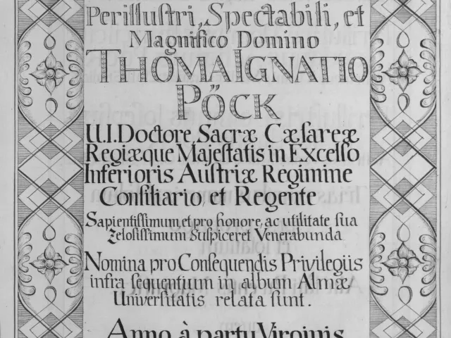 Rektorenblatt von Thomas Ignaz Freiherr von Böck (Rektor 1747/48)