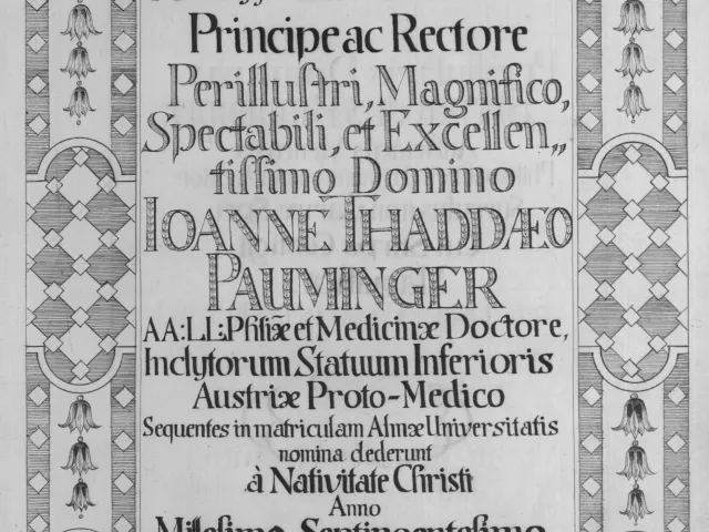 Rektorenblatt von Johann Thaddäus Bauminger (Rektor 1748/49)
