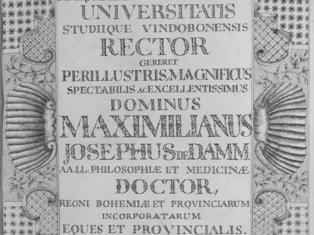 Rektorenblatt von Maximilian Joseph von Damm (Rektor 1751/52)