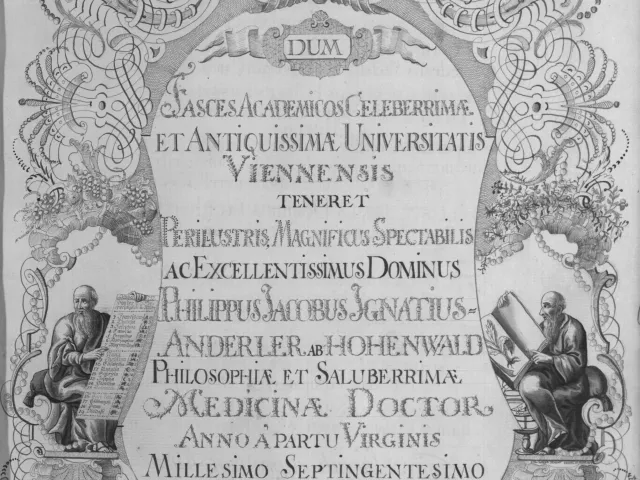 Rektorenblatt von Philipp Jakob Ignaz Anderler von Hohenwald (Rektor 1756/57)