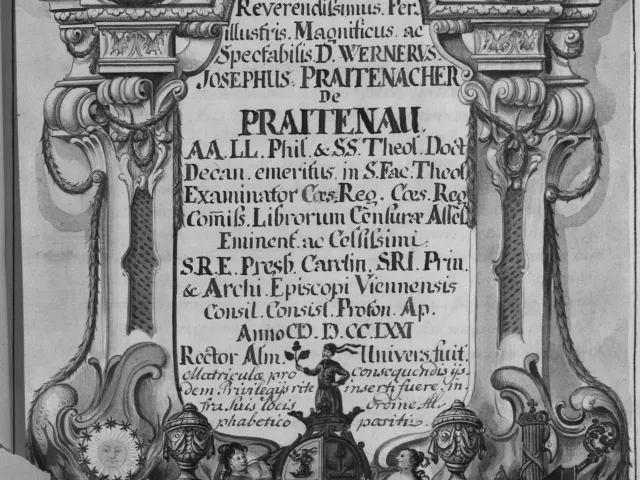 Rektorenblatt von Werner Joseph Praitenacher (Rektor 1770/71)