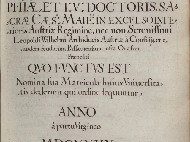 Rektorenblatt von Johann Baptist Pinell (Rektor 1639/40)