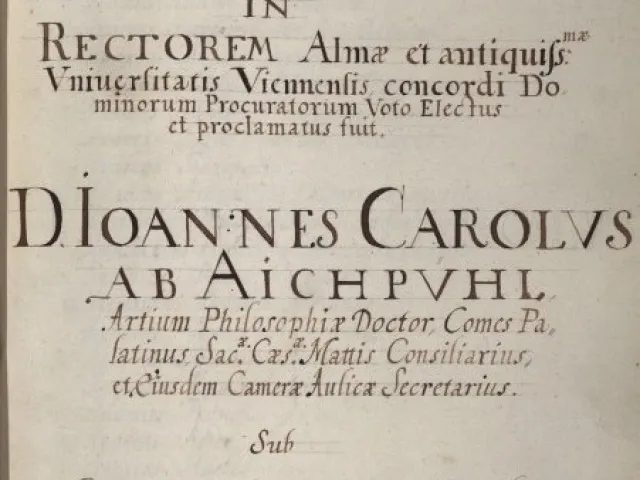 Rektorenblatt von Johann Karl von Aichpüchl (Rektor 1649/50)