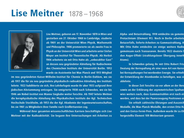 Informationstafel zum Lise Meitner-Hörsaales der Fakultät für Physik, 2009