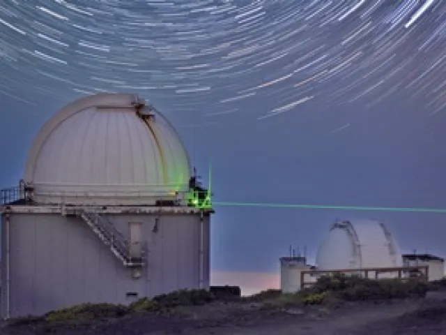 ESA Observatorium auf der Insel Teneriffa. Der Laser diente bei einem Experiment zur Quantenteleportation, welches ein Team…