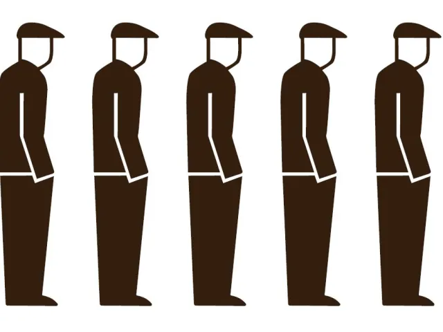 Bildstatistische Symbole für eine Arbeitslosenstatistik aus Otto Neuraths „Gesellschafts- und Wirtschaftsmuseum in Wien“ an…