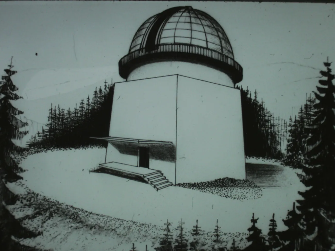 Erster Entwurf für das Leopold Figl-Observatorium am Mitterschöpfl, Anfang 1960er-Jahre