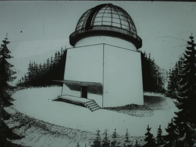 Erster Entwurf für das Leopold Figl-Observatorium am Mitterschöpfl, Anfang 1960er-Jahre