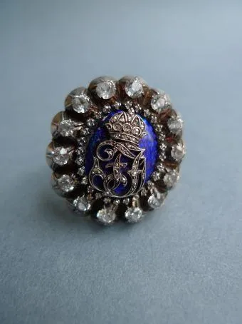 Ehrenring zu einer Promotion Sub Auspiciis Imperatoris mit Monogramm Kaiser Franz Josefs I.