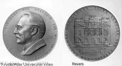 Bronzemedaille zu Oswald Redlichs 70. Geburtstag, gestaltet von Arnold Hartig, geprägt 1928