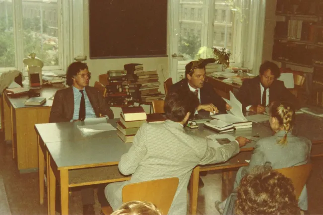 Prüfungssenat bei einer der letzten kommissionell abgenommenen Staatsprüfungen nach der juristischen Studienordnung von 1945