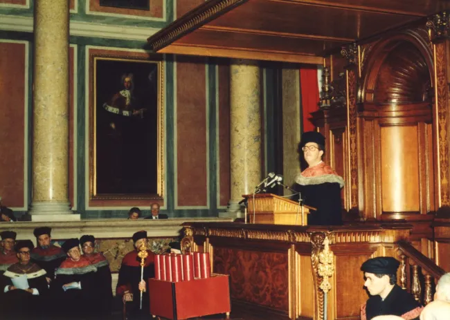 Rudolf Welser als Laudator bei der Verleihung von Goldenen Doktordiplomen der Juridische Fakultät, 1988