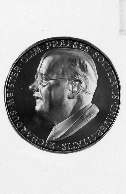 Münze mit Inschrift: Richardus Meister Olim Praesens Societatis Universitatis