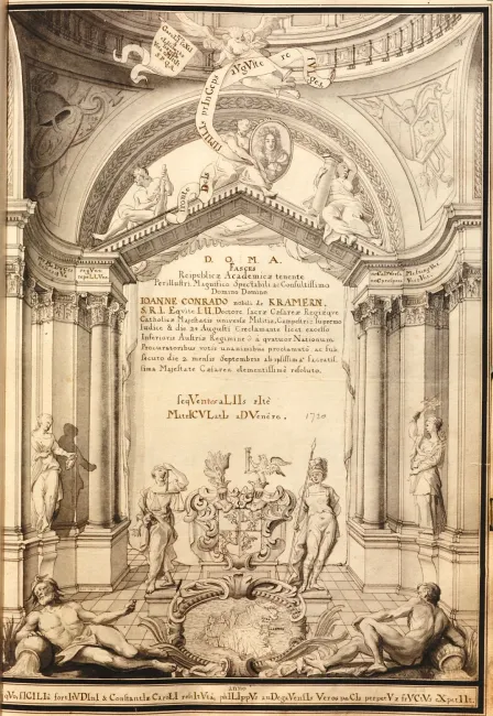 1. Rektorenblatt von Johannes Konrad von Kramern (Rektor 1720)