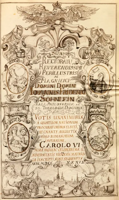 Rektorenblatt von Johannes Friedrich Söhnlein (1738/39 Rektor)
