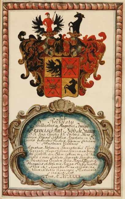 Rektorenblatt von Franz Anton Edler von Spaun (Rektor 1739/40)
