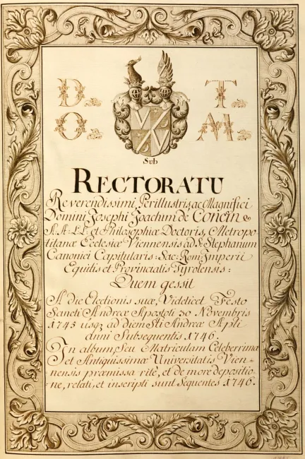Rektorenblatt von Joseph Joachim von Concin (Rektor 1745/46)