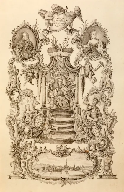 Hauptmatrikel 10: Joseph II. umgeben von seinen Eltern Maria Theresia und Franz I. Stephan von Lothringen