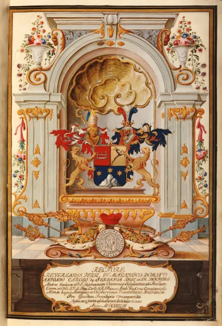 Rektorenblatt von Anton Carl von Serdagna (1762/63 Rektor)