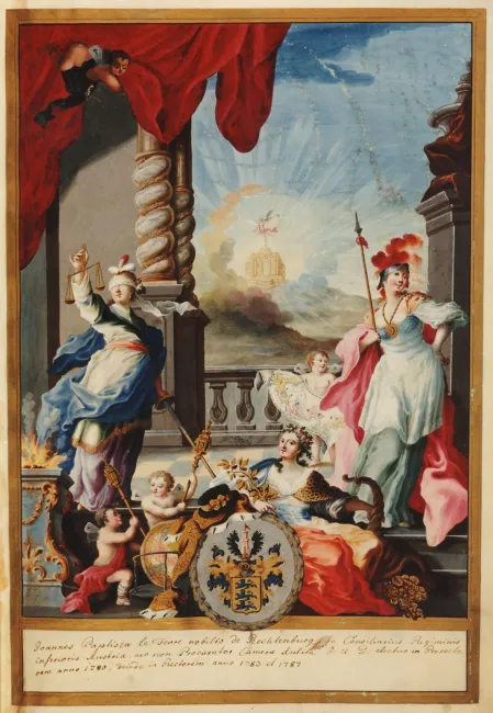 Rektorenblatt von Johann von Fevre de Rechtenburg, (1779/80 Prorektor, 1783/84 und 1787/88 Rektor)