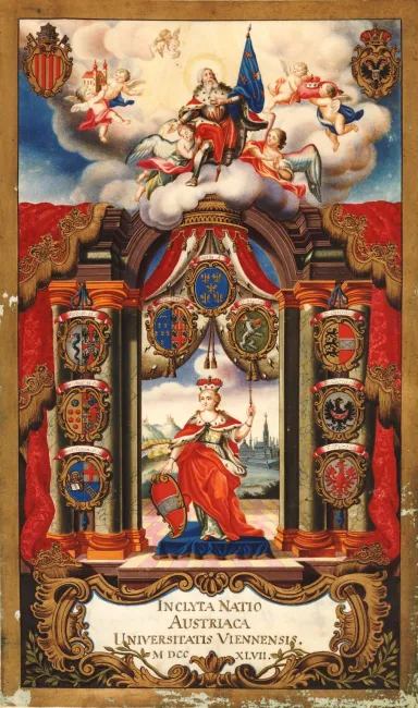 Titelblatt der Matrikel der Österreichischen akademischen Nation an der Universität Wien