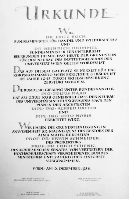 1958 Grundsteinlegung des NIG | Neues Institutsgebäude