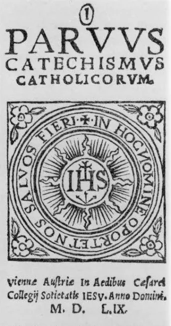 Titelblatt des „Parvus Catechismus Catholicorum“ von Petrus Canisius (1559)