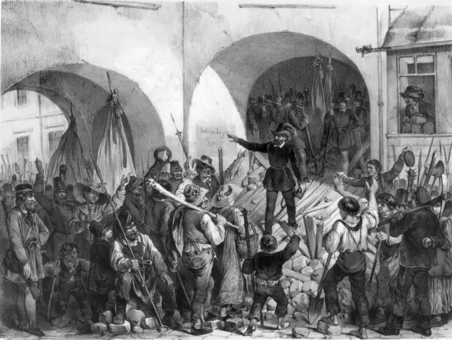 Kleine Barrikade in der Schwibbogengasse