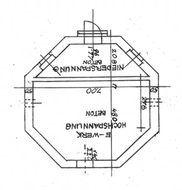 Ehemaliges Jüdisches Bethaus im alten Allgemeinen Krankenhaus Wien, Grundriss Transformatorenstation, 1971
