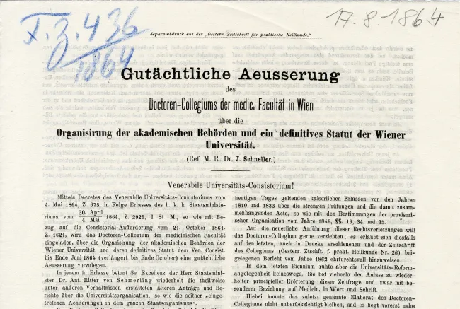 Ausschnitt der Gutächtlichen Äußerung des Doktorenkollegiums der Medizinischen Fakultät