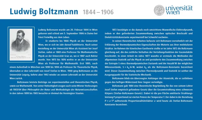 Beschriftung des Ludwig Boltzmann-Hörsaales der Fakultät für Physik, 2009