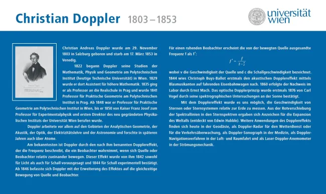 Informationstafel am Christian-Doppler-Hörsaales der Fakultät für Physik, 2009