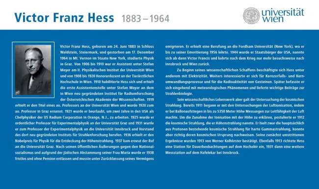 Beschriftung des Victor-Franz-Hess-Hörsaales der Fakultät für Physik, 2009