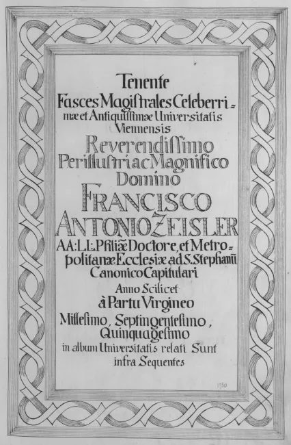 Rektorenblatt von Franz Anton Zeisler (Rektor 1749/50)
